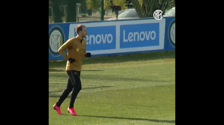 VIDEO – L’Inter chiude l’allenamento con una partitella: è già Eriksen show! Ecco i gol