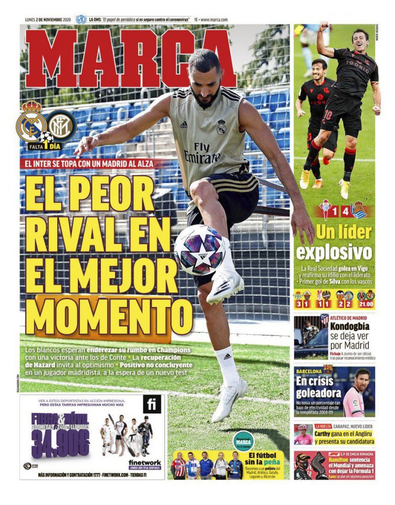 In Spagna si teme l’Inter. Marca avvisa il Real: “L’avversario peggiore nel momento migliore”
