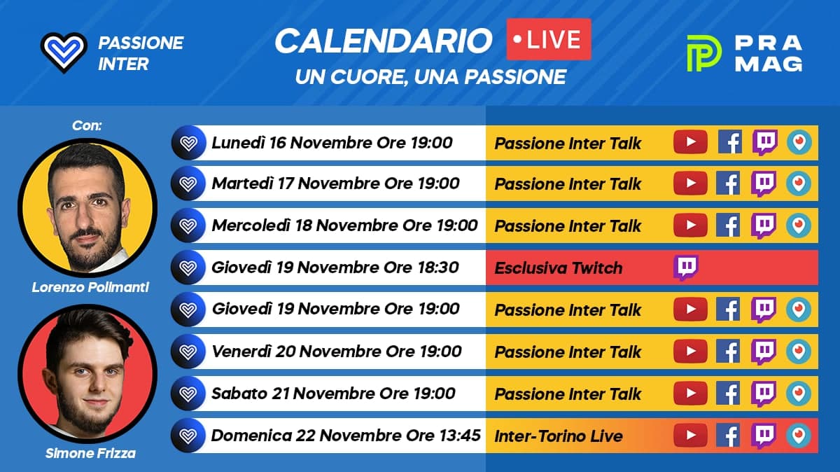 calendario diretta Passione Inter
