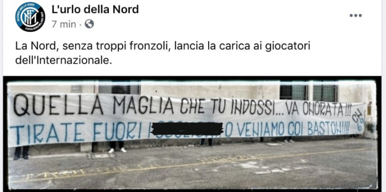 Curva Nord: “La maglia che indossi va onorata. Tirate fuori i c******i”