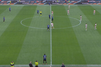 Squadre in campo prima di Inter-Roma